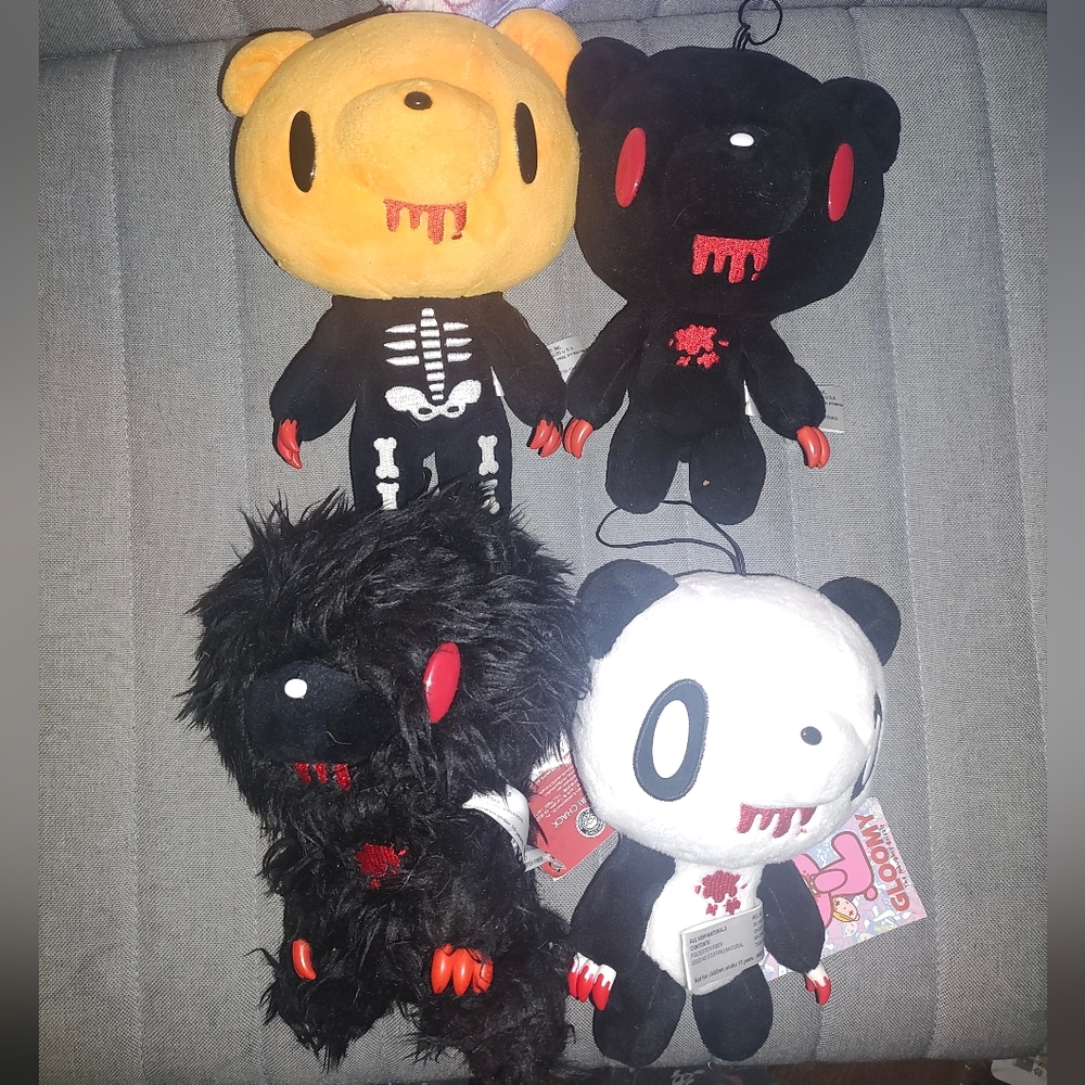 Gloomy Bear Plush Set -  Emo Black, White, Yellow